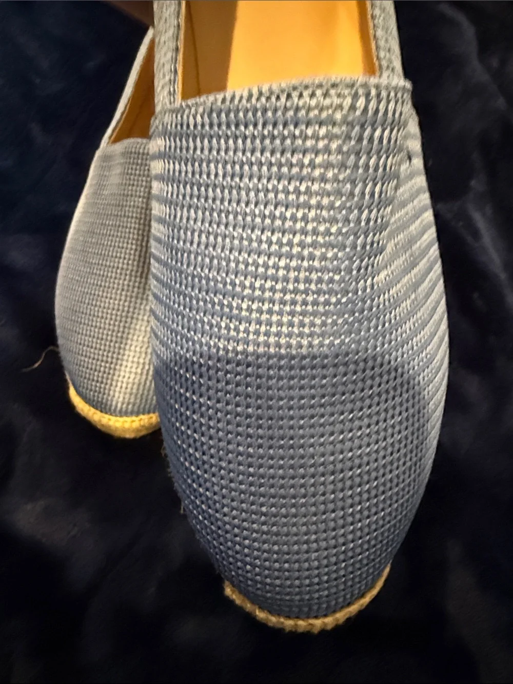 Womens Light Blue Woven Espadrille Slip-Ons. Stuart Weitzman. NWOB